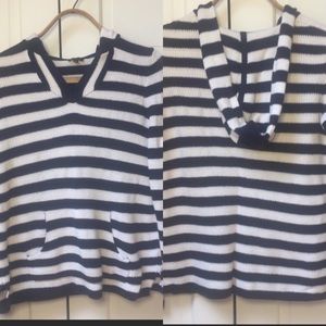 Talbots | Petites Sz S. Hooded sweater. Blue/white